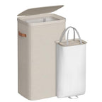 SONGMICS Laundry Basket, 26.4 Gal. Laundry Hamper, Easy Assembly, with Lid and Handles, Removable Liner, 16.5 x 12.6 x 29.5 Inches, Cappuccino Beige ULCB811LH01 - color: Cappuccino Beige, size: 100 L (1-Section)