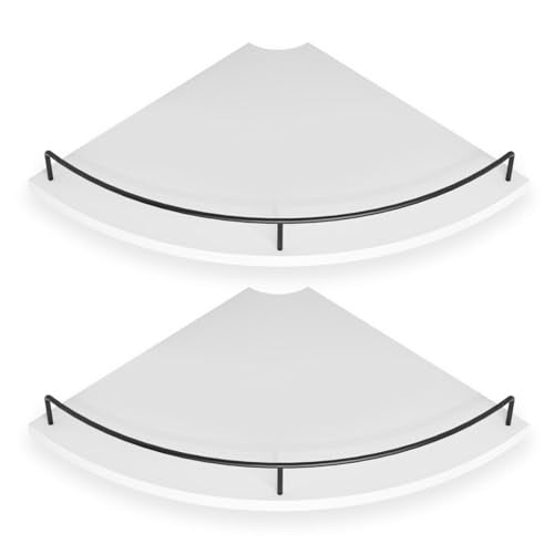 Corner Floating Shelves, Rustic Brown Wood, Set of 2, Wall Mount Storage with Guardrail for Bathroom Kitchen Living Room (White) - color: White-2pack