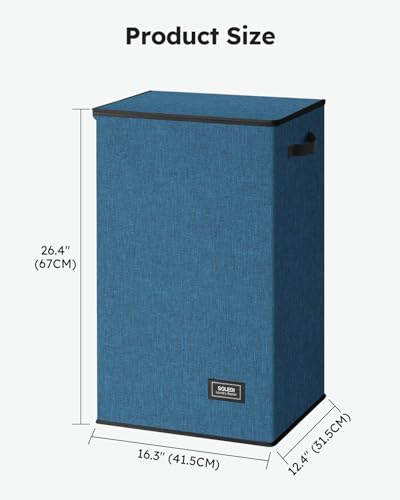SOLEDI Laundry Hamper with Lid 90L Large & Tall Collapsible Laundry Basket, Clothes Hamper with Bag Removable Easy to Carry, Dirty Hampers for Bedroom, Bathroom, Dorm, College, Blue - color: Blue, size: 90L