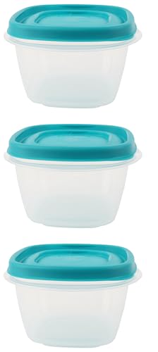 Bundle Rubber Maid Food Storage Containers 2 Cup Food Storage Containers 7 Piece Set, Teal Easy Find Lids, 3 Containers, 3 Lids Chalk Pen And 4 Chalk Labels - color: Teal, size: 2 Cup Pack of 3