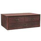 Wood Desktop Organizer Wooden Storage Cabinet with 3 Drawers Tabletop Counter Jewelry Storage Small Organization Box for Home Office Supplies (13 * 9 * 6in)