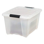 IRIS USA 32 Qt Stackable Plastic Storage Bins with Lids, 6 Pack - BPA-Free, Made in USA - Discreet Organizing Solution, Latches, Durable Nestable Containers, Secure Pull Handle - Pearl - size: 32 Qt, style: 6 Pack