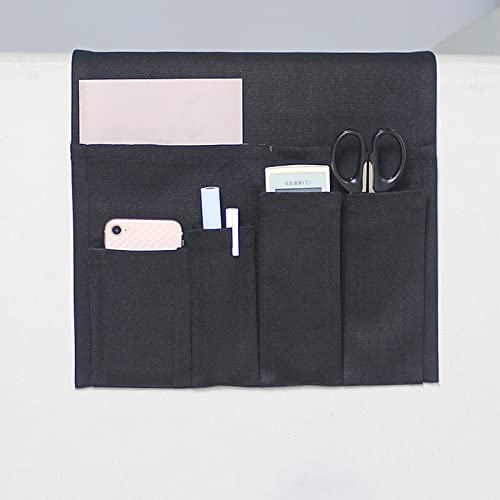 Sofa Armrest Organizer, Armchair Caddy Remote Control Holder for Recliner Couch Arm Chair Caddies with 5 Pockets for Magazine Tablet Phone TV Remotes,Black,31x83cm - color: Black