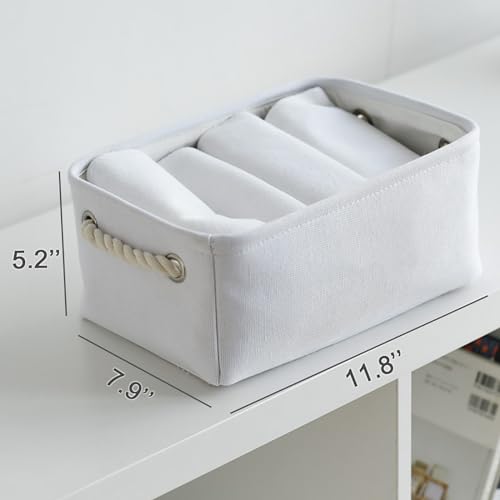TheWarmHome Storage Basket for Gifts Empty - 11.8x7.8x5.2 inch 1 Pack Fabric Storage Cubes, Nursery Organizers and Storage for Closet Cloth Toy Book (White) - color: White Color, size: Small -11.8Lx7.9Wx5.2H