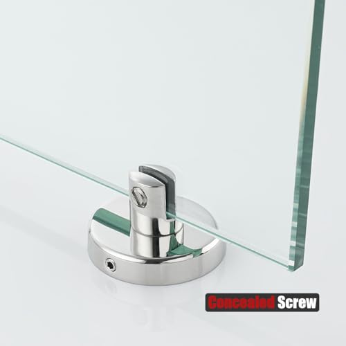 JQK Bathroom Glass Shelf Chrome, Tempered Glass Shower Storage 8 by 5 inches, 304 Stainless Steel Polished Chrome Wall Mount 2 Pack, TGS101L8-CH-P2 - color: Chrome, size: 8 Inch (2 Pack)