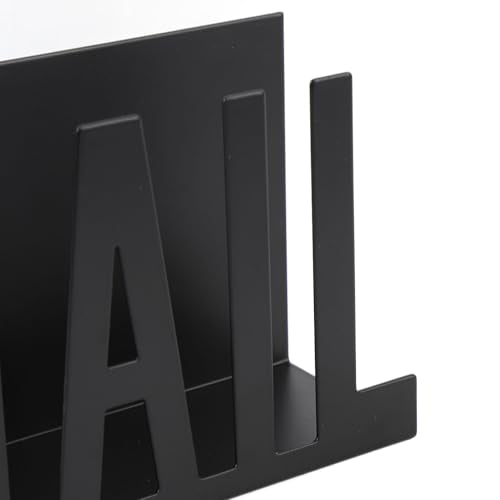 Mail Organizer, Stylish Mail Holder, Iron Letter Holder for Desk with Open Design, Functional Envelope Organizer for Bills, Letters, Papers, 5.91 x 2.17 x 3.74in, Black