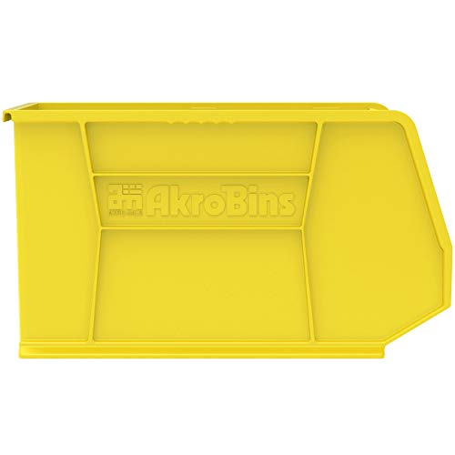 Akro-Mils 30265 AkroBins Plastic Storage Bins, Space-Saving Stackable Bins for Garage, Pantry, Craft Organization, 18-" x 8.25-" x 9-", Yellow, 6-Pack - color: Yellow