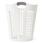 Gracious Living Laundry Basket, Easy Carry Flex Collapsible Hamper, 87.5 Liters, White - Large Plastic Clothes Storage Organizer for Home, Bathroom, and Bedroom - size: 1 Pack