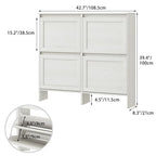Shoe Storage Cabinet with 4 Flip Drawers, Freestanding Legs for Entryway, Slim Off White - size: 4 Flip Door