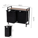Laundry Hamper with Shelf, Laundry Basket 2 Section, Laundry Sorter, Cloest Storage and Organization, Clothes Hamper with Table, for Bathroom, Bedroom, Restroom, Black - size: 28.6 x 13 x 28.4 Inches
