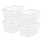 IRIS USA 4-Pack Storage Bins with Lids, 58 Quart, Clear Stackable Containers Box Organize Shoes Closet Shelves Clothes Blankets Towels - BPA-Free Plastic - size: 58 Qt, style: 4 Pack