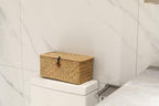 DOKOT Rectangular Handwoven Seagrass Small Storage Basket with Lid for Shelves and Home Organizer Bins,S (10.2"x5.5"x4.3"H), Natural - size: S (10.2"x5.5"x4.3"H)