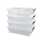 4-Pack 40 Quart Large Plastic Under Bed Storage Bin, Underbed Box With Wheels/Lids, Clear - size: 40 Quart