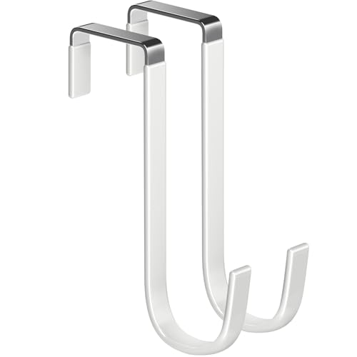 Over the Door Metal Hooks with Plastic Coating 1 Year Returnless Refund 5.5" Fit 0.5" to 1 3/8" Door 2 Pcs Heavy Duty Single Towel Robe Rack Wreath Bathroom Shower Hanger Shoe Organizer Ironing Board - color: A: WT 5.5" fit 0.5" to 1 3/8" door 2pcs