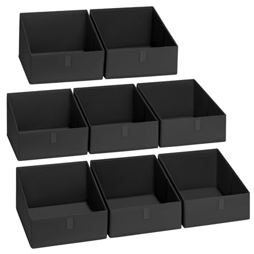 DIMJ Closet Storage Bins 8 Pack - Fabric Trapezoid Closet Organizer Bin, Foldable Storage Baskets for Shelves, Closet Shelf Organizer, Clothing Storage Box for Toys, Books, Towel, Clothes, Black - color: Black, size: 8 Bins 11.4"x11.4"x7.8"