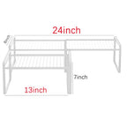 13"-24" L Expandable Cabinet Shelf Rack Set of 2, Stackable Kitchen Countertop Cupboard Organizers and Pantry Storage Shelves - color: White