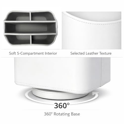 UnionBasic Rotating Desk Organizer, 360 Desk Spinning Caddy, Desktop TV Guide/Mail/Media/Remote Controller Holder Organizer,White - color: White