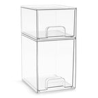 Sorbus Acrylic Storage Containers - 2 Pack, Stackable Storage Bins Set for Bathroom Organization - Clear Acrylic Drawer Organizers - Makeup Case Pull-Out Drawers (7.6’’ and 4.4’’ Tall) - size: 2 Pack, 7.6’’ and 4.4’’ Tall
