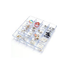 carrotez Small Stackable Jewelry Organizer Tray, 16 Grid, Clear Plastic Drawer Organizer for Makeup, Accessories, Desk, Vanity