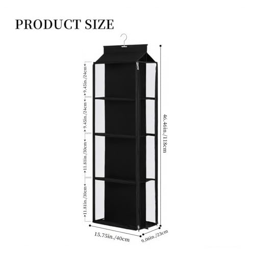 8 Grids in 1 Rotatable Hanging Purse Handbag Organizer with Double Zippers, Visible Purse Organizer for Closet, Fully Enclosed Handbag Storage Holder-Black - color: Black, size: Rotatable