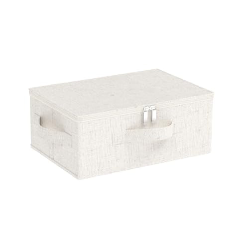 Underbed Storage Box with Lid, Foldable Clothes Organizers, Home Organising Baskets for Clothes, Shoes, Blankets, Pillows, 14.9x10.2x5.9Inches, Beige, 1 Pack - color: Beige, size: 14.9x10.2x5.9 in(1 Pack)