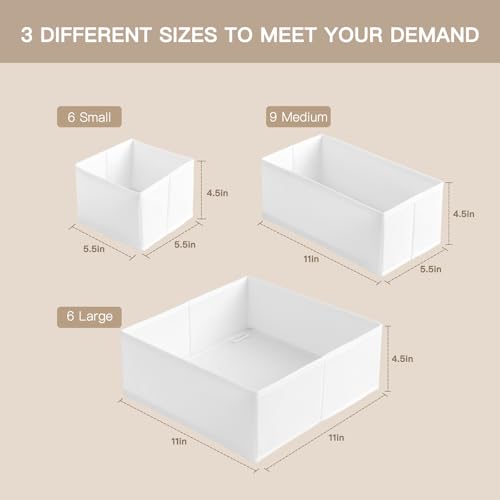 Criusia Drawer Organizer Clothes, 21 Pack Dresser Organizer for Baby Clothes, Underwear, Sock- Foldable Closet Organization and Storage Dividers Bins for Nursery, Bedroom (White) - color: White, size: 21PACK