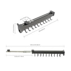 Pull Out Broom Holder Wall Mount, 20-Hook Slide Rail Organizer with Damping System, 66lb Heavy Duty Brooms and Mops Pull Out Storage Rack for Brooms/Mops/Clothes, Laundry Room & Kitchen, Black