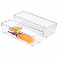 iDesign Utensil Holder and Silverware Organizer for Kitchen Utensils and Countertop Storage, The Linus Collection – Set of 2, 4" x 12" x 3", Clear - size: 4 x 12 x 3, style: Pack of 2