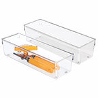 iDesign Utensil Holder and Silverware Organizer for Kitchen Utensils and Countertop Storage, The Linus Collection – Set of 2, 4" x 12" x 3", Clear - size: 4 x 12 x 3, style: Pack of 2