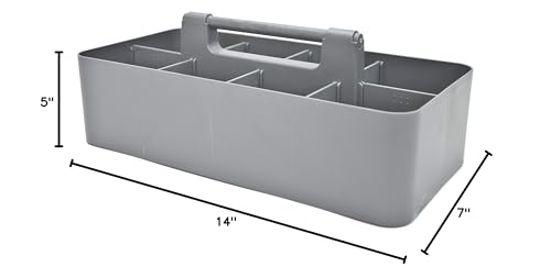 New Plastic Portable Makeup Organizer Caddy Tote Divided Basket Bin with Handle, for Bathroom Storage - Holds Blush Makeup Brushes, Made In USA (Orion Gray) - color: Orion Gray