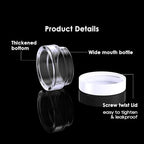 50 Pack 5 Gram 0.17OZ Clear Plastic Containers with White Lids, Small Round Cosmetic Jars Makeup Travel Containers Jar for Cream, Bead, Eye Shadow, Samples, Lotions, Powders, Glitters Lip Gloss - color: White Lid, size: 0.17 Ounce