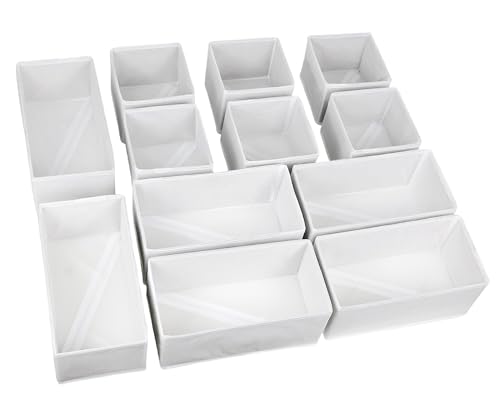 Fordonral Drawer Organizer Clothes, Foldable Fabric Dresser Organizer Closet Organizers and Storage Box for Underwear,Folded Clothes,Baby Clothing,Socks,Bra,Towels,Ties(6M+6S,White) - color: White, size: 6M+6S