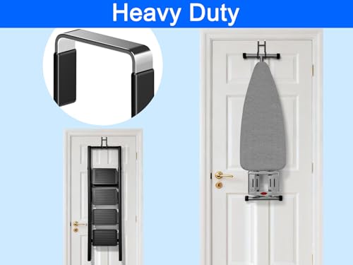 Mars-Rock Over the Door Twin Metal Hooks with Plastic Coating 5.5" Fit 0.5" to 1 3/8" Door 2 Sets Heavy Duty Towel Robe Rack Wreath Bathroom Shower Hanger Shoe Organizer Ironing Board Short Black - color: D: BK 5.5" fit 0.5" to 1 3/8" door twin 2sets