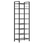 8 Tiers Narrow Shoe Rack 16-24 Pairs, Sturdy Metal Tall Shoe Rack with 4 Hooks, Slim Shoe Storage Organizer with Metal Shelf, Space Saving Vertical Shoe Shelf for Entryway, Closets, Black - color: Black