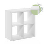 Furinno Cubicle Book Shelf, 4-Cube Bookshelf, Extra Thick Frame Reversible Bookcase with Open Back, 14.6 x 30 x 30, for Living Room, Bedroom, Home Office, Plain White - color: Plain White, size: 4-Cube