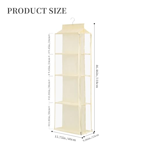 8 Grids in 1 Pack Hanging Purse Handbag Organizer with Double Zippers, Visible Purse Organizer for Closet, Fully Enclosed Purse Storage Holder-Beige - color: Beige, size: Not Rotatable