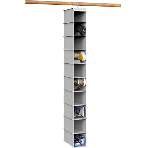 Simple Houseware 10 Shelves Hanging Shoes Organizer Holder for Closet, Grey - color: Grey, size: 1-Pack
