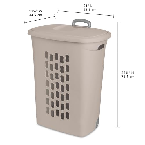 Sterilite 3-Pack Ultra Wheeled Hamper, Plastic Rolling Laundry Basket, Gray Pumice - Portable Clothes Carrier with Flip-Top Lid and Retractable Handle for Home, Apartment, and Dorm - color: Gray Pumice