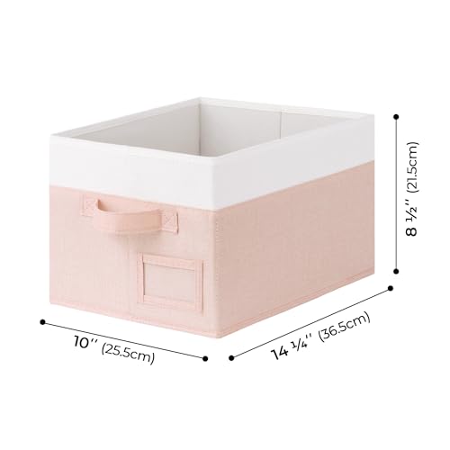 GRANNY SAYS Storage Baskets for Organizing, Fabric Storage Bins for Shelves, Closet Storage Boxs, Clothing Storage and Organization, Decorative Storage Bins, Pink&Ivory, Medium, 3-Pack - color: White&Pink, size: Medium