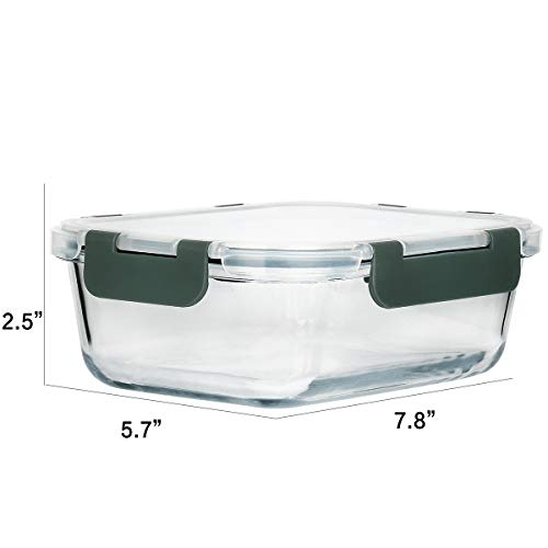 [8-Pack,30 oz]Glass Meal Prep Containers,Glass Food Storage Containers,Airtight lunch Containers with Lids, Microwave, Oven, Freezer and Dishwasher - color: Gray