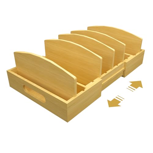 Lid Organizer for Cabinet – Bamboo Kitchen Storage for Plastic Lids, Adjustable Drawer Dividers, Food Container Organizer (Fits Cabinets & Drawers) (Extra Large) - size: Extra Large