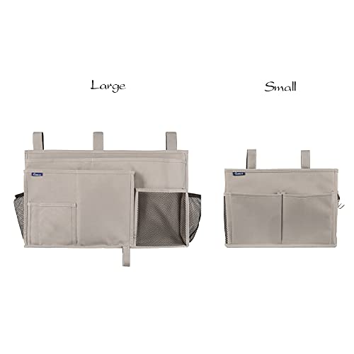Surblue Bedside Caddy Hanging Bed Organizer Storage Bag Pocket for Bunk and Hospital Beds, College Dorm Rooms Baby Bed Rails,Camp 4 Pockets and 2 Hooks (Gray) - color: A-Grey, size: Small
