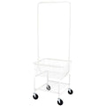 Amazon Basics Rectangular Laundry Hamper Basket Butler Cart with Wheels and Hanging Rack, Sturdy Metal, 71.1 inches Height, White