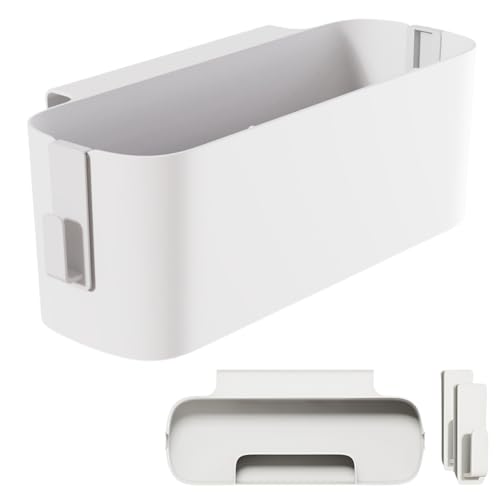 Bedside Organzier Caddy Hanging, Plastic Bunk Bed Shelf with Hooks, Large Storage Holder for Dorm Room Bed, Hospital Bed, Baby Bed Rails, 11 Lbs / 5 Kg Capacity (White) - color: White