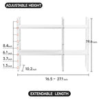 2Pack 16.5-27’’L Expandable Kitchen Shelf Organizer, Stackable Shelves Organizer, Adjustable Height Pantry Spice Rack for Cabinet, Countertop, Pantry and Cupboard, White - size: 2Pack-Common-10.2''Wx(16.5-27'')Lx9.6''H-White