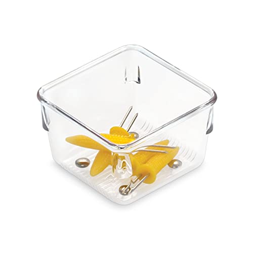iDesign Linus Kitchen Drawer Organizer for Utensils, Tools, Gadgets - 3" x 3" x 2", Clear - size: 3 x 3 x 2, style: Pack of 1