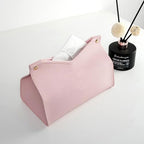 1PCS PU Leather Tissue Box Cover, Rectangle Facial Paper Organizer Dispenser, Modern Tissue Case Holder for Vanity Countertop Nightstands Living Room Office Desk Car (Pink) - color: Pink