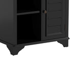 Multifunctional End Table Side Table with a Shutter Style Door and 2 Woven Grass Baskets, Sofa Side Narrow Table, Wood Bedside Nightstand for Living Room Bedroom (Black-4.7) - color: Black-4.7