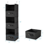 MAX Houser 6 Tier Shelf Hanging Closet Organizer, Closet Hanging Shelf with 2 Sturdy Hooks for Storage, Foldable (Black-D3) - color: Black-d3
