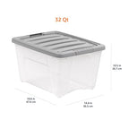 Amazon Basics Plastic Storage Containers with Secure Latching Lids, Stackable Organization Bins, Clear/Grey, 32 Quart, Set of 6 - size: 32 Qt. - 6 Pack